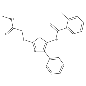 2-fluoro-N-(2-((2-(methylamino)-2-oxoethyl)thio)-4-phenylthiazol-5-yl)benzamide Structure