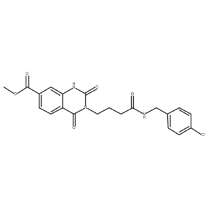 Methyl 3-(4-((4-chlorobenzyl)amino)-4-oxobutyl)-4-oxo-2-thioxo-1,2,3,4-tetrahydroquinazoline-7-carboxylate结构式