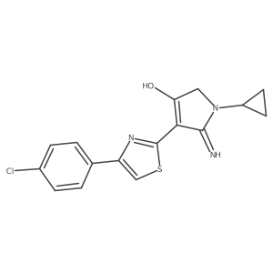 5-amino-4-[4-(4-chlorophenyl)-1,3-thiazol-2-yl]-1-cyclopropyl-1,2-dihydro-3H-pyrrol-3-one结构式