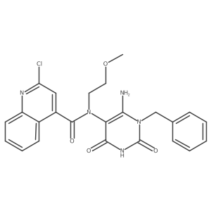 N-(6-amino-1-benzyl-2,4-dioxo-1,2,3,4-tetrahydropyrimidin-5-yl)-2-chloro-N-(2-methoxyethyl)quinoline-4-carboxamide结构式