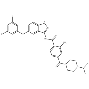 2-amino-N-[5-[(3,5-difluorophenyl)methyl]-1H-indazol-3-yl]-4-(4-propan-2-ylpiperazine-1-carbonyl)benzamide结构式