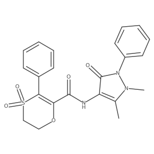 N-(1,5-dimethyl-3-oxo-2-phenyl-2,3-dihydro-1H-pyrazol-4-yl)-3-phenyl-5,6-dihydro-1,4-oxathiine-2-carboxamide 4,4-dioxide Structure