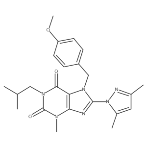 8-(3,5-dimethyl-1H-pyrazol-1-yl)-1-isobutyl-7-(4-methoxybenzyl)-3-methyl-1H-purine-2,6(3H,7H)-dione Structure