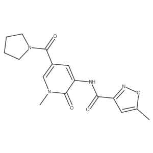 5-methyl-N-(1-methyl-2-oxo-5-(pyrrolidine-1-carbonyl)-1,2-dihydropyridin-3-yl)isoxazole-3-carboxamide结构式