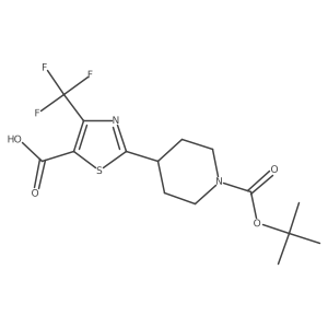 CC(C)(C)OC(=O)N1CCC(c2nc(C(F)(F)F)c(C(=O)O)s2)CC1结构式