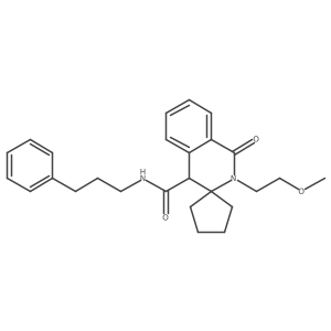 2'-(2-methoxyethyl)-1'-oxo-N-(3-phenylpropyl)-1',4'-dihydro-2'H-spiro[cyclopentane-1,3'-isoquinoline]-4'-carboxamide结构式
