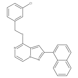 4-[(3-Chlorobenzyl)thio]-2-(1-naphthyl)pyrazolo[1,5-a]pyrazine Structure