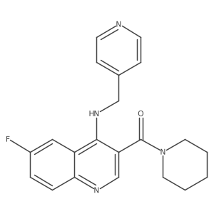 (6-Fluoro-4-((pyridin-4-ylmethyl)amino)quinolin-3-yl)(piperidin-1-yl)methanone结构式