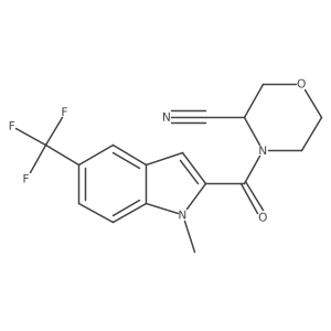 4-[1-Methyl-5-(trifluoromethyl)indole-2-carbonyl]morpholine-3-carbonitrile结构式