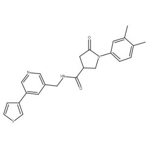 1-(3,4-dimethylphenyl)-5-oxo-N-((5-(thiophen-3-yl)pyridin-3-yl)methyl)pyrrolidine-3-carboxamide结构式