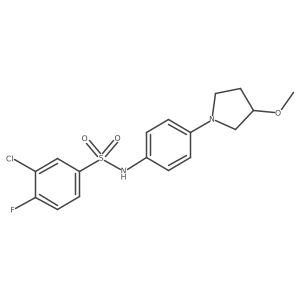 3-chloro-4-fluoro-N-(4-(3-methoxypyrrolidin-1-yl)phenyl)benzenesulfonamide Structure