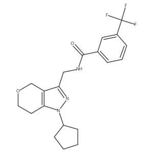 N-((1-cyclopentyl-1,4,6,7-tetrahydropyrano[4,3-c]pyrazol-3-yl)methyl)-3-(trifluoromethyl)benzamide Structure