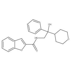 N-(2-hydroxy-2-phenyl-2-(tetrahydro-2H-pyran-4-yl)ethyl)benzofuran-2-carboxamide结构式