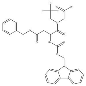 2-[(2S)-3-(benzyl carboxy)-2-({[(9H-fluoren-9-yl)methoxy]carbonyl}amino)-N-(2,2,2-trifluoroethyl)propanamido]acetic acid结构式