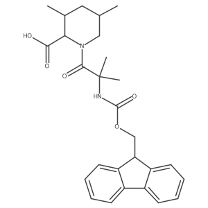 1-[2-({[(9H-fluoren-9-yl)methoxy]carbonyl}amino)-2-methylpropanoyl]-3,5-dimethylpiperidine-2-carboxylic acid结构式