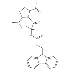 3-[2-({[(9H-fluoren-9-yl)methoxy]carbonyl}amino)-2-methylbutanoyl]-2-(propan-2-yl)-1,3-thiazolidine-4-carboxylic acid结构式