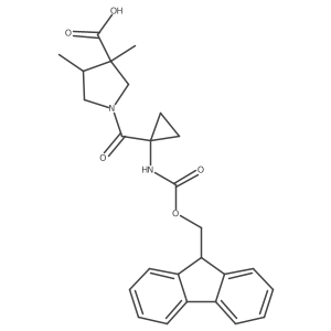 1-[1-({[(9H-fluoren-9-yl)methoxy]carbonyl}amino)cyclopropanecarbonyl]-3,4-dimethylpyrrolidine-3-carboxylic acid结构式