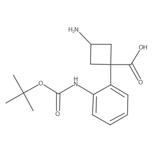3-Amino-1-(2-{[(tert-butoxy)carbonyl]amino}phenyl)cyclobutane-1-carboxylic acid结构式