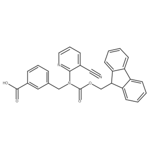 3-{[(3-cyanopyridin-2-yl)({[(9H-fluoren-9-yl)methoxy]carbonyl})amino]methyl}benzoic acid Structure