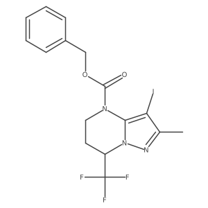 benzyl 3-iodo-2-methyl-7-(trifluoromethyl)-4H,5H,6H,7H-pyrazolo[1,5-a]pyrimidine-4-carboxylate Structure