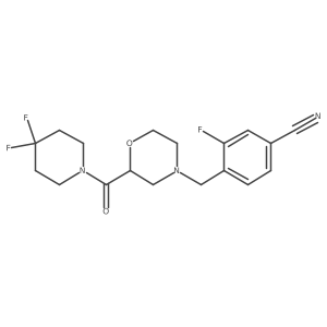 4-{[2-(4,4-Difluoropiperidine-1-carbonyl)morpholin-4-yl]methyl}-3-fluorobenzonitrile Structure
