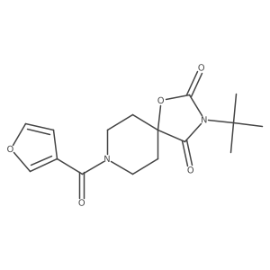 3-Tert-butyl-8-(furan-3-carbonyl)-1-oxa-3,8-diazaspiro[4.5]decane-2,4-dione Structure