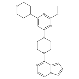 2-(Methylsulfanyl)-4-(oxan-4-yl)-6-(4-{pyrazolo[1,5-a]pyrazin-4-yl}piperazin-1-yl)pyrimidine结构式