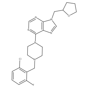 6-{4-[(2-chloro-6-fluorophenyl)methyl]piperazin-1-yl}-9-[(oxolan-2-yl)methyl]-9H-purine结构式