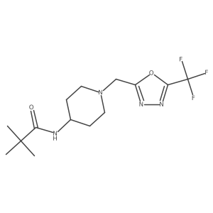 2,2-dimethyl-N-(1-{[5-(trifluoromethyl)-1,3,4-oxadiazol-2-yl]methyl}piperidin-4-yl)propanamide结构式