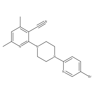 2-[4-(5-Bromopyridin-2-yl)piperazin-1-yl]-4,6-dimethylpyridine-3-carbonitrile结构式