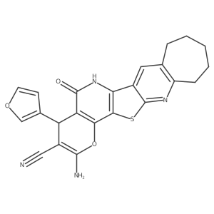 8-Amino-6-(furan-3-yl)-4-oxo-9-oxa-12-thia-3,14-diazapentacyclo[11.9.0.02,11.05,10.015,21]docosa-1(13),2(11),5(10),7,14,21-hexaene-7-carbonitrile Structure