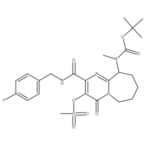 [2-[(4-fluorophenyl)methylcarbamoyl]-10-[methyl-[(2-methylpropan-2-yl)oxycarbonyl]amino]-4-oxo-7,8,9,10-tetrahydro-6H-pyrimido[1,2-a]azepin-3-yl] methanesulfonate结构式