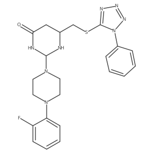 2-[4-(2-Fluorophenyl)piperazin-1-yl]-6-[(1-phenyltetrazol-5-yl)sulfanylmethyl]-1,3-diazinan-4-one Structure