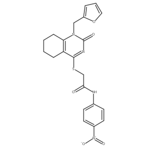 2-((1-(furan-2-ylmethyl)-2-oxo-1,2,5,6,7,8-hexahydroquinazolin-4-yl)thio)-N-(4-nitrophenyl)acetamide结构式