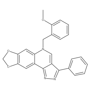 5-(2-methoxybenzyl)-3-phenyl-5H-[1,3]dioxolo[4,5-g]pyrazolo[4,3-c]quinoline结构式
