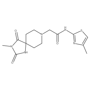 2-(3-methyl-2,4-dioxo-1,3,8-triazaspiro[4.5]decan-8-yl)-N-(4-methylthiazol-2-yl)acetamide结构式