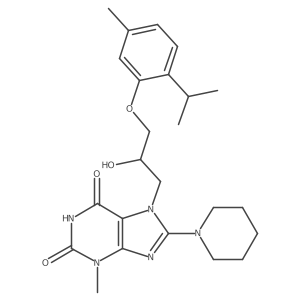 7-(2-hydroxy-3-(2-isopropyl-5-methylphenoxy)propyl)-3-methyl-8-(piperidin-1-yl)-1H-purine-2,6(3H,7H)-dione Structure