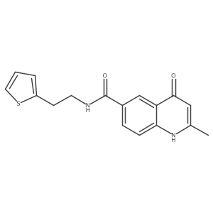 4-hydroxy-2-methyl-N-(2-(thiophen-2-yl)ethyl)quinoline-6-carboxamide结构式