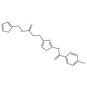 4-chloro-N-(4-(3-oxo-3-((thiophen-2-ylmethyl)amino)propyl)thiazol-2-yl)benzamide结构式