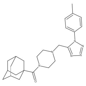 Cc1ccc(-n2nnnc2CN2CCN(C(=O)C34CC5CC(CC(C5)C3)C4)CC2)cc1结构式