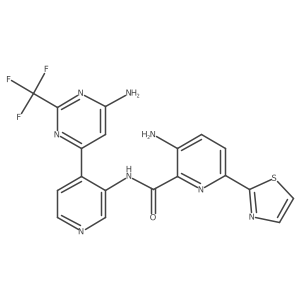 3-Amino-N-[4-[6-amino-2-(trifluoromethyl)-4-pyrimidinyl]-3-pyridinyl]-6-(2-thiazolyl)-2-pyridinecarboxamide Structure