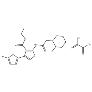 Ethyl 4-(5-methylfuran-2-yl)-2-(2-(2-methylpiperidin-1-yl)acetamido)thiophene-3-carboxylate oxalate Structure