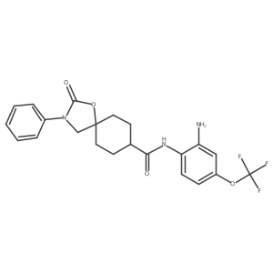 trans-N-[2-Amino-4-(trifluoromethoxy)phenyl]-2-oxo-3-phenyl-1-oxa-3-azaspiro[4.5]decane-8-carboxamide结构式