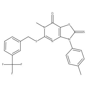 6-methyl-2-thioxo-3-(p-tolyl)-5-((3-(trifluoromethyl)benzyl)thio)-2,3-dihydrothiazolo[4,5-d]pyrimidin-7(6H)-one Structure