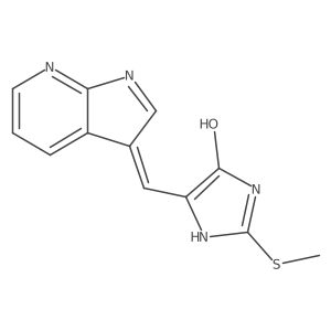 2-Methylsulfanyl-5-(1H-pyrrolo[2,3-b]pyridin-3-ylmethylene)-3,5-dihydro-imidazol-4-one Structure