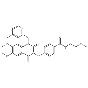 4-{[6,7-dimethoxy-1-(3-methylbenzyl)-2,4-dioxo-1,4-dihydroquinazolin-3(2H)-yl]methyl}-N-(2-methoxyethyl)benzamide结构式
