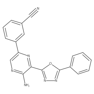 3-[5-Amino-6-(5-phenyl-1,3,4-oxadiazol-2-yl)pyrazin-2-yl]benzonitrile结构式