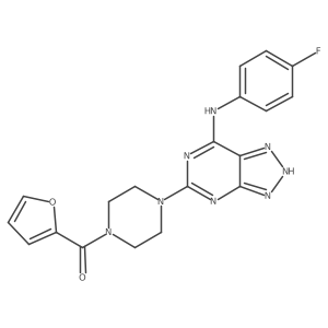(4-(7-((4-fluorophenyl)amino)-3H-[1,2,3]triazolo[4,5-d]pyrimidin-5-yl)piperazin-1-yl)(furan-2-yl)methanone结构式