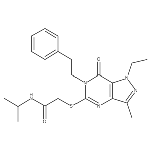 2-((1-ethyl-3-methyl-7-oxo-6-phenethyl-6,7-dihydro-1H-pyrazolo[4,3-d]pyrimidin-5-yl)thio)-N-isopropylacetamide结构式