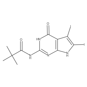 N-{5,6-diiodo-4-oxo-3H,4H,7H-pyrrolo[2,3-d]pyrimidin-2-yl}-2,2-dimethylpropanamide Structure